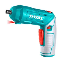 TOTAL TOOLS - Atornillador 1/4 Pulgada Batería 4V 4nm 10 Puntas Intercamb 25 mm y Soporte Magn