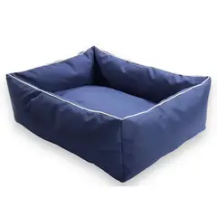 BORDER - Cama para Perros Rectangular Lona 66x60x20cm Mediana Azul