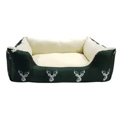 BORDER - Cama Para Perro Rectangular Venado 66x60x25cm Mediana Verde