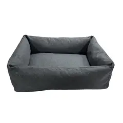 BORDER - Cama para Perro Rectangular Luna 82x72x20cm Grande Gris