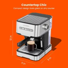 CHEFMAN - Máquina de Café Espresso 6 en 1 con Vapor
