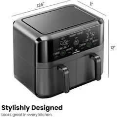 CHEFMAN - Freidora Aire de Doble Cesta de 6 Cuartos