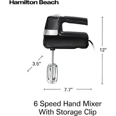 HAMILTON BEACH - Batidora de Mano Eléctrica 6 Velocidades