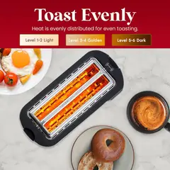ELITE - Tostadora de 4 Rebanadas Ranura Larga Gourmet