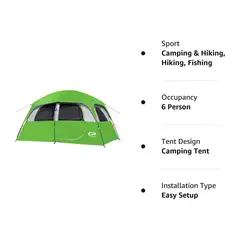 CAMPROS CP - Carpa Para Camping 6 Personas Verde