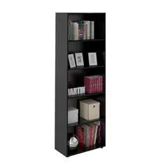 BERTOLINI - Estantería Librero Biblioteca En Mdp 60Cm 4 Estantes Negro