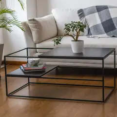 FERRUM - Mesa de Centro Forja en Hierro/Madera Negra