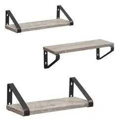 VIRTUAL MUEBLES - Set de Repisas Shelf 11x40x12cm Marrón Rustico