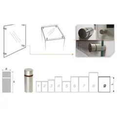 MADECENTRO - Soporte De Vidrio Dilatador Con Tapa Acero Inoxidable 201 44 X 45 Mm
