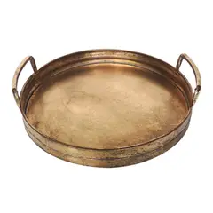 MARRES - Bandeja Circular Metálico 35x8 cm Oro Sultán