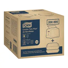 TORK - Combo Dispensador Servilleta Gris 16cm + Servilleta Plus 100 Familia