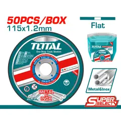 TOTAL TOOLS - Juego Discos para Corte de Metal Inox 50 Piezas 4 1/2"X1/16"X7/8"