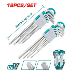 TOTAL TOOLS - Juego de Llaves Largas Torx/Allen 18 Piezas T10-t50 / 1.5-10 mm