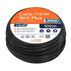 ANDES CABLES - Cable Flexible Thw 10 Awg Negro 100 m