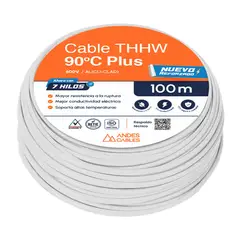 ANDES CABLES - Cable Thhw 12 Awg Blanco 100M Uso Único Residencial