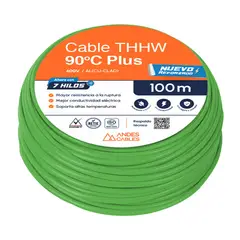 ANDES CABLES - Cable Thhw 12 Awg Verde 100M Uso Único Residencial
