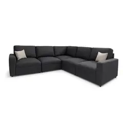 MUEBLES DE LUJO - Sofá en L Modular Berlín Tela Antifluidos Gris 256x90x90