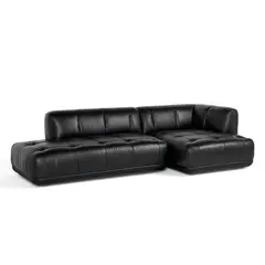 MUEBLES DE LUJO - Sofá en L Derecho Hanna Cuerina Negro 281x100x71