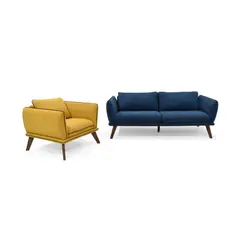 HOGAR VENECIA - Sala 4 puestos Hudson 75x184x88 Indigo Mostaza