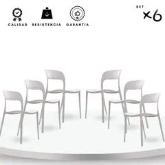 EKONOMODO COLOMBIA - Set X6 Sillas multipropósito Abi 42X56X84 Gris