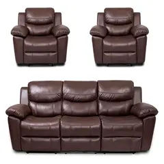 MUEBLES DE LUJO - Juego de Sala Reclinable 3-1-1 Lucas Cuerina 210x99x101 Marrón