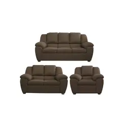 MUEBLES DE LUJO - Juego de Sala Deyna 3-2-1 Puestos Tela Antifluidos Marrón