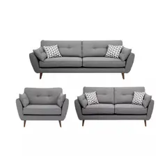 undefined - Juego de Sala 3-2-1 Hermoso Tela Antifluidos 190x80x80 Gris
