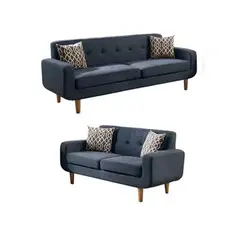 MUEBLES DE LUJO - Juego de Sala 3-2 Jimmy Tela Antifluidos 195x80x90 Azul