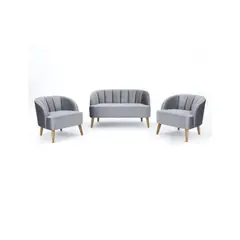undefined - Juego de Sala 2-1-1 Willy Tela Pet Friendly Antifluidos 140x80x80 Gris