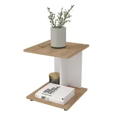 INVAL - Mesa Auxiliar Manatí 40x35x35 Amaretto - Blanco
