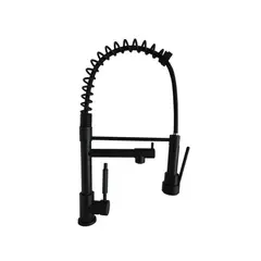 HICASA - Griferia Extraible Monocontrol Cocina Negro Mate Acero