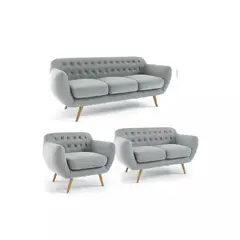undefined - Juego de Sala 3-2-1 Leao Tela Antifluidos 190x80x80 Gris