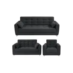 undefined - Juego de Sala 3-2-1 Tonali Tela Antifluidos 190x80x75 Gris