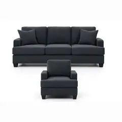 MUEBLES DE LUJO - Juego de Sala 3-1 Croacia Tela Antifluidos 195x75x80 Gris