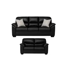 MUEBLES DE LUJO - Juego de Sala 3-2 Franki Cuerina 205x83x94 Negro
