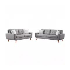 undefined - Juego de Sala 3-2 Balboa Tela Antifluidos 180x80x80 Gris