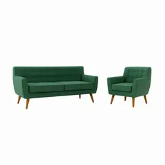 MUEBLES DE LUJO - Juego de Sala 3-1 Viviana Tela Pet Friendly Antifluidos 190x80x75 Verde