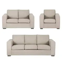 undefined - Juego de Sala 3-2-1 Borjas Tela Pet Friendly Antifluidos 190x80x80 Gris