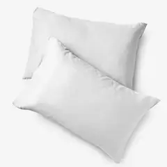 DISTRIHOGAR - Set de 2 Fundas Almohada 50x75 cm Bambú Poliéster Blanco