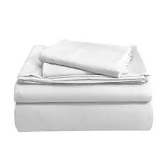 DISTRIHOGAR - Juego de cama semidoble 30% bambú 70% poliéster blanco