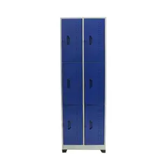 undefined - Locker 6 Puestos Gris Agatha Puertas Azules