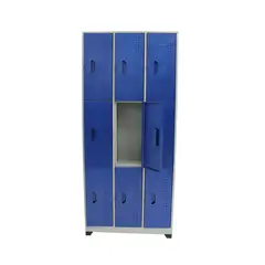 undefined - Locker 9 Puestos Gris Agatha Puertas Azules