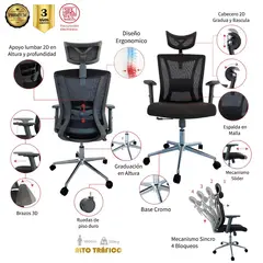 GENERICO - Silla de escritorio Ejecutiva Negro Mundial De Sillas Villeta Premium
