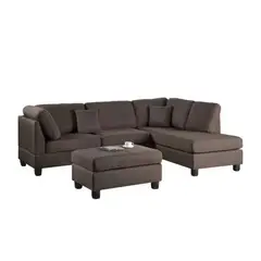 undefined - Sofá en L Derecho Carmin Tela Pet Friendly Antifluidos Marrón 230x75x70