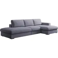 MUEBLES DE LUJO - Sofá en L Derecho Oasis Tela Antifluidos 315x80x85 Gris