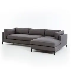 undefined - Sofá en L Derecho Jamy Tela Antifluidos Gris 300x86x75