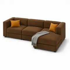 MUEBLES DE LUJO - Sofá en L Derecho Lautaro Tela Antifluidos Marrón 310x95x71