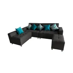 MUEBLES DE LUJO - Sofá en L Modular Leo Tela Antifluidos 240x170x75 Gris