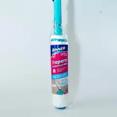 BINNER - Trapero Microfibra AutoEscurrible Torsión136cm Mango Plástico Azul