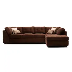 MUEBLES DE LUJO - Sofá en L Derecho Adam Tela Pet Friendly Antifluidos Marrón 314x98x84